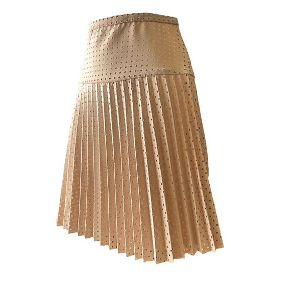 J. Crew Laser Cut Drop Waist Pleated Mini Skirt Womens Size 4 Nude Lined - Picture 3 of 11